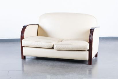 ART DECO WORK 
2-seater sofa in cream-colored...