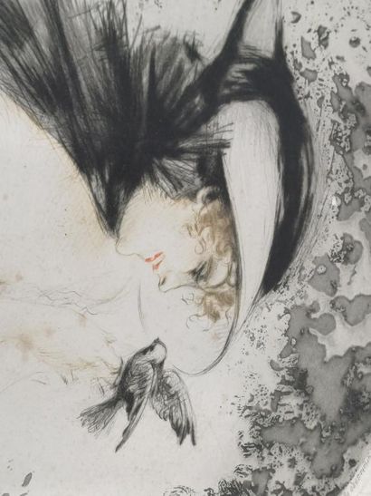 Louis ICART (1888-1950)
Woman with Parrot...
