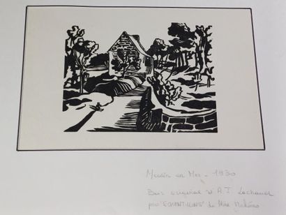Set of ten engravings, including two on wood,...