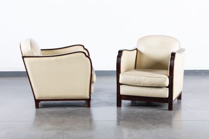ART DECO WORK 
2 armchairs in cream-colored...