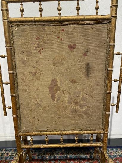 Gilded wood mantel screen in imitation bamboo...