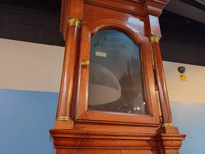 Wooden veneer floor clock with frieze and...