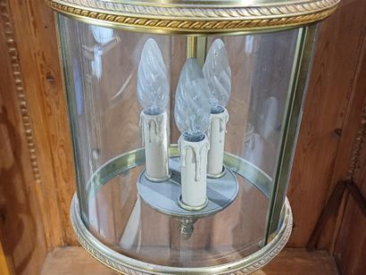 Brass and glass three-light lantern.
Louis...