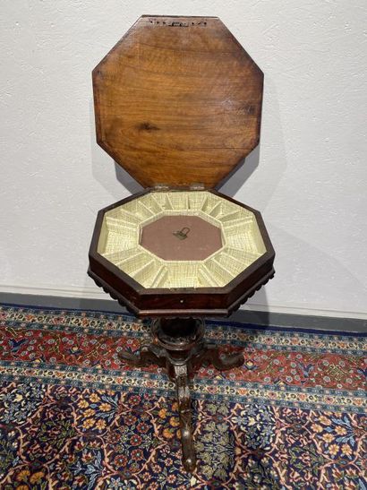 Octagonal walnut and walnut veneer working...