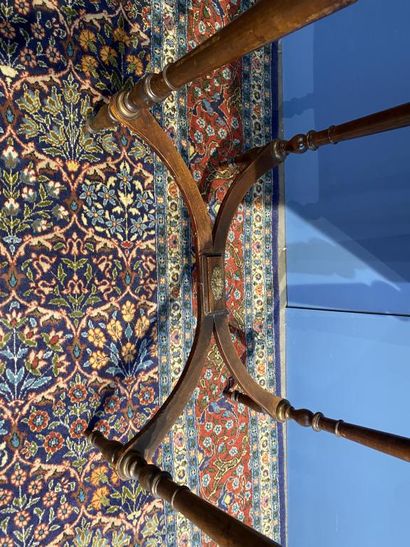 Mahogany and mahogany veneer sewing table...
