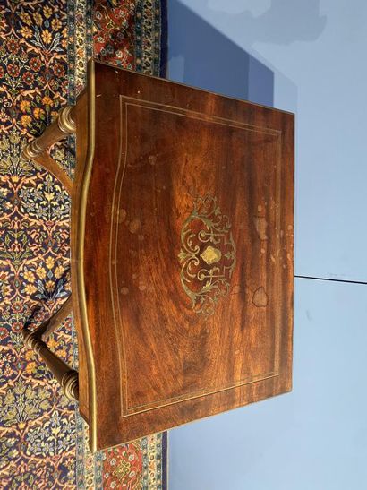 Mahogany and mahogany veneer sewing table...