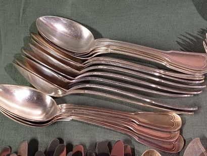 Part of a silver-plated menagère, filet pattern,...