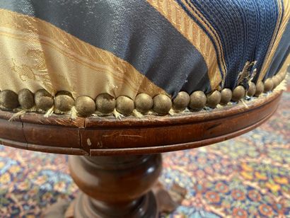Stained wood piano stool, polychrome fleur-de-lis...