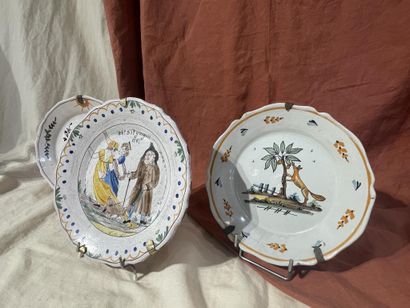 NEVERS
Two earthenware plates with contoured...