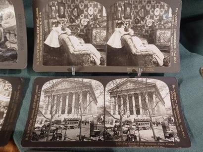 Set of eleven stereo views mounted on cardboard...