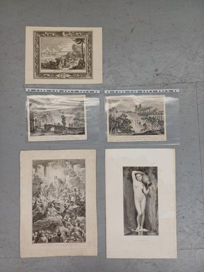 Lot of antique prints including 
- Charles-Nicolas...