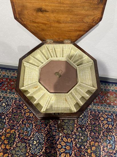 Octagonal walnut and walnut veneer working...