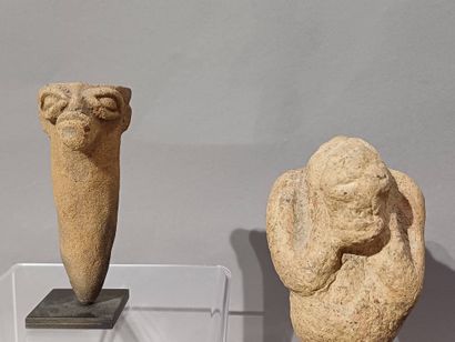 Lot of four West African objects: a seated...