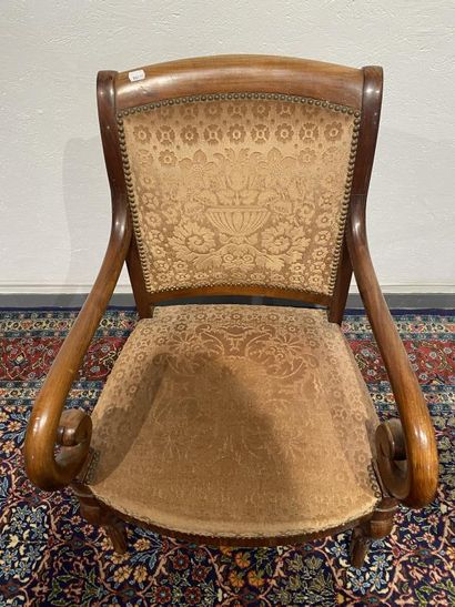 Pair of armchairs in mahogany and mahogany...