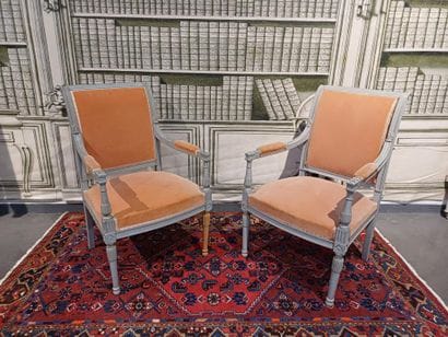 A pair of bergères and a pair of reverse-back...