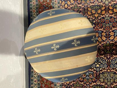 Stained wood piano stool, polychrome fleur-de-lis...