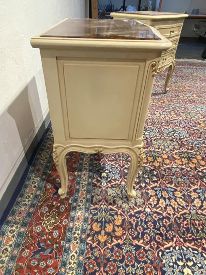 Pair of molded, carved and lacquered cream...