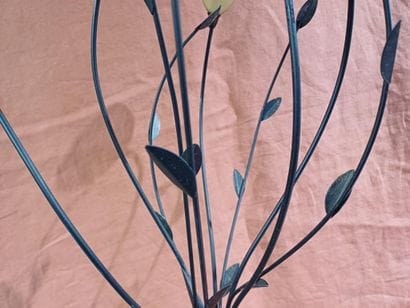 Black lacquered metal lamp with five arms...