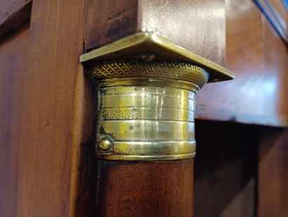 Wooden veneer floor clock with frieze and...