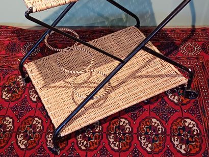 Small two-tiered sideboard in woven rattan...