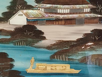 FAR EAST 
Lake landscape surmounted by Mount...