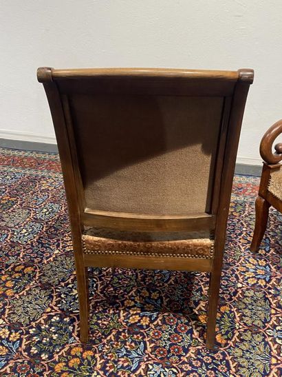 Pair of armchairs in mahogany and mahogany...