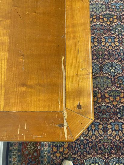 Cherry wood console with panelled and carved...