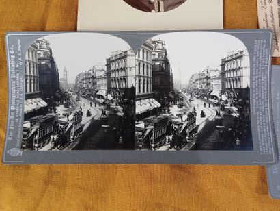 Set of eleven stereo views mounted on cardboard...
