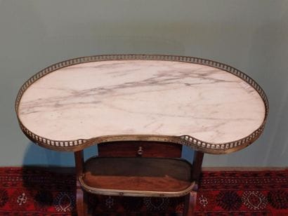 Set comprising a kidney-shaped table in mahogany...