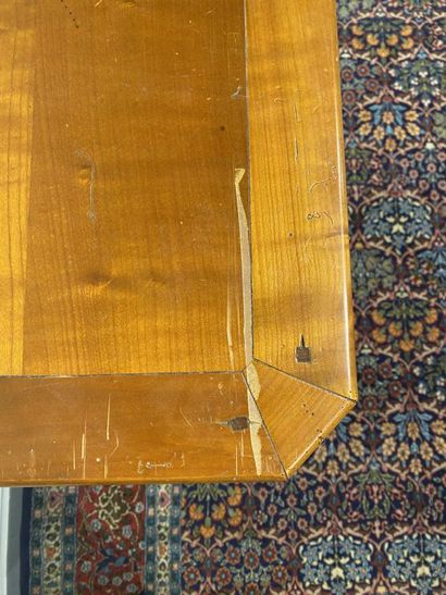 Cherry wood console with panelled and carved...