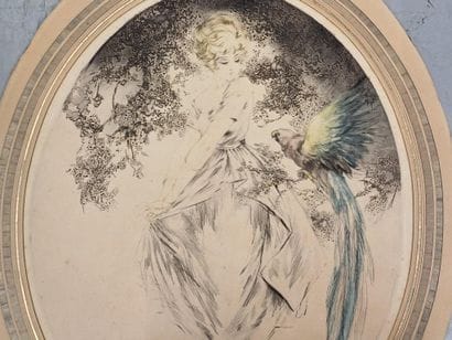 Louis ICART (1888-1950)
Woman with Parrot...