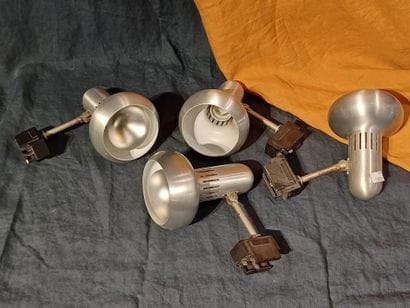 Set of four directional spotlights in brushed...