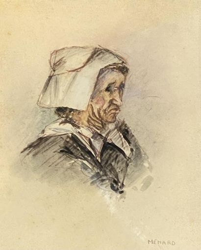 MENARD Victor (1857-1930)
Breton couple 
Two...