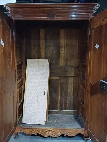 Large cabinet in molded and carved cherrywood,...