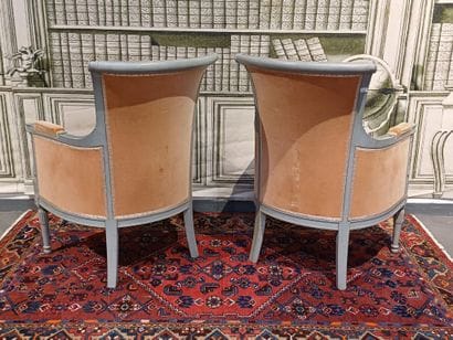 A pair of bergères and a pair of reverse-back...