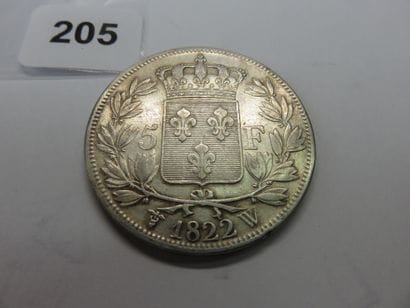 Monnaie - France - 5 Francs Louis XVIII tête...