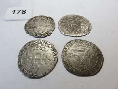 Monnaies Royales - Henri III - Lot de 4 monnaies...
