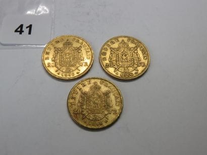 Gold coins - France - Lot of 3 x 20 Francs...