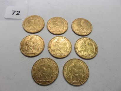 Gold Coins - France - Lot of 8 x 20 Francs...