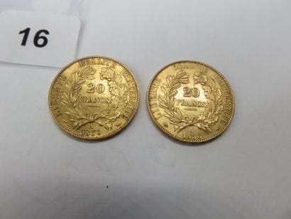 Gold coins - France - Lot of 2 x 20 Francs...