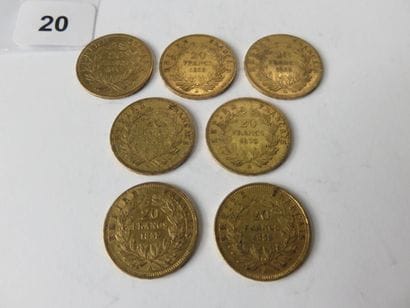 Gold coins - France - Lot of 7 x 20 Francs...