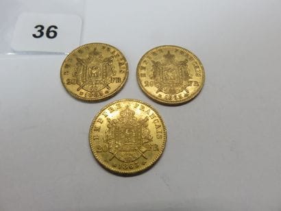 Gold coins - France - Lot of 3 x 20 Francs...