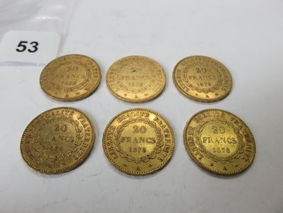 Gold Coins - France - Lot of 6 x 20 Francs...