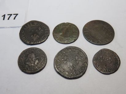 Monnaies Royales - Henri III - Lot de 6 monnaies...