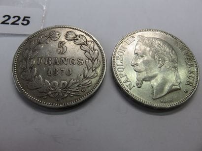 Coins - France - Lot of 2 x 5 Francs in silver,...