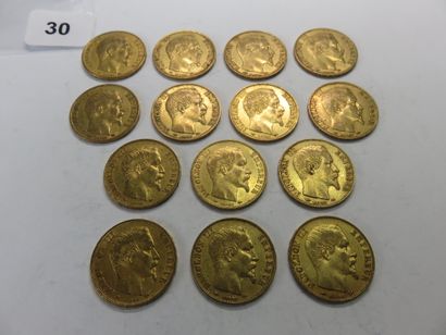 Gold coins - France - Lot of 14 x 20 Francs...