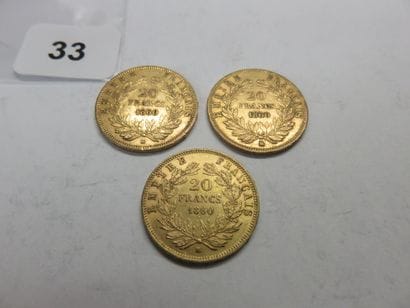 Gold coins - France - Lot of 3 x 20 Francs...