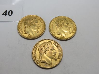 Gold coins - France - Lot of 3 x 20 Francs...