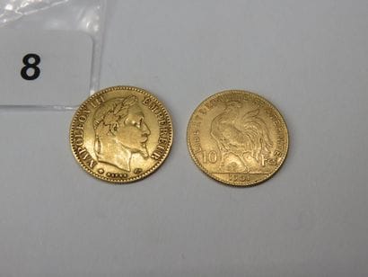 Gold coins - France - Lot of 2 x 10 Francs,...