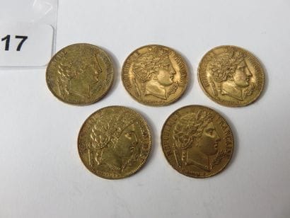 Gold coins - France - Lot of 5 x 20 Francs...